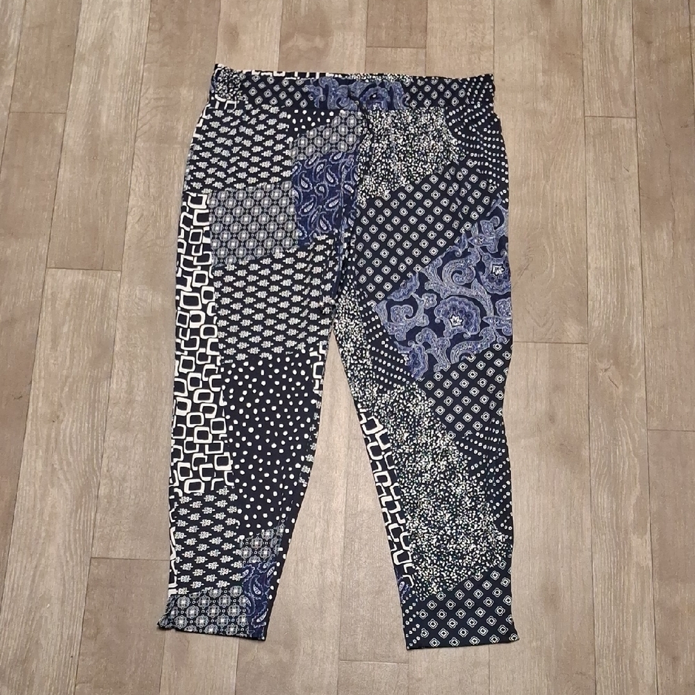 Womens NYCC Paisley Boho Drawstring Comfy Crop Pants
